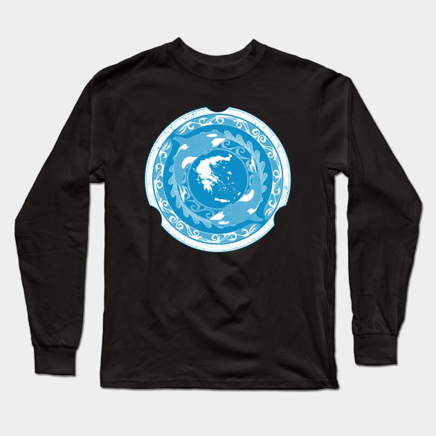 Killer Whales and Map of Greece Long Sleeve T-Shirt by NicGrayTees